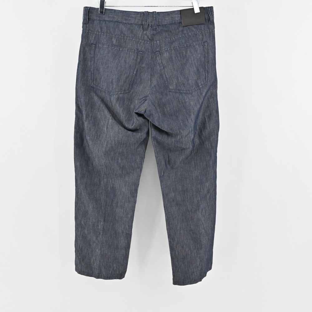Canali Womens Trousers Size 54 Dark‎ Chambray Classic Tapered Pants Made Italy - Picture 2 of 11